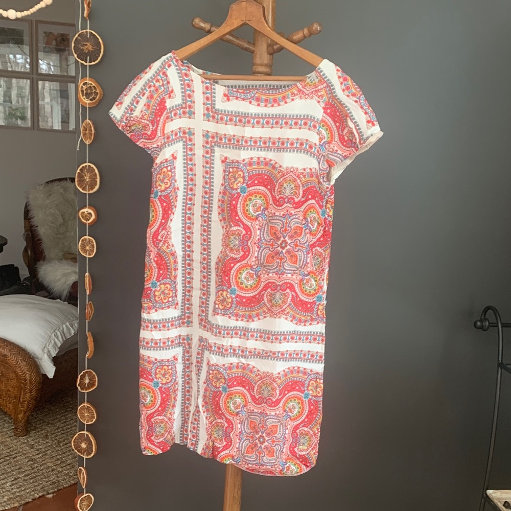 Tommy Hilfiger Red and Pink Paisley Mini Dress